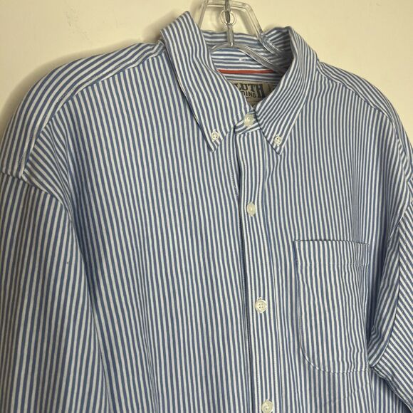 Duluth Trading Co Mens Button Down Shirt Medium Striped Long Sleeve Collar - Picture 3 of 11